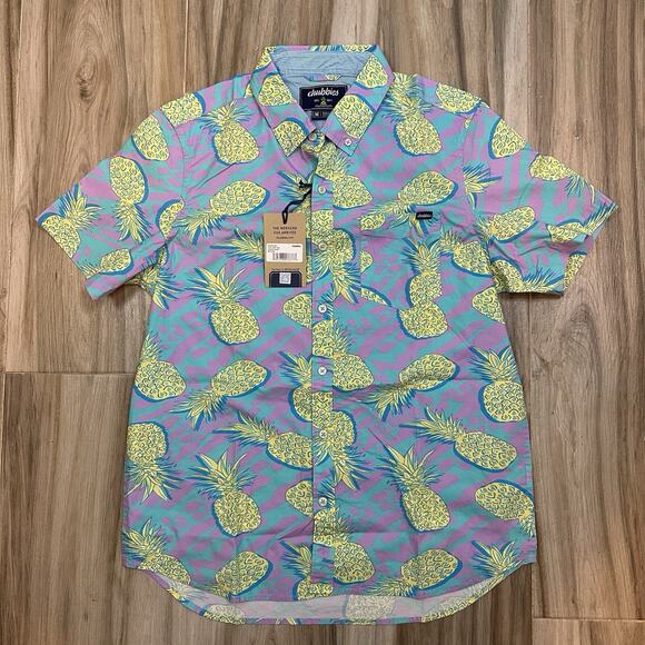 Chubbies‎ Shirt Size M Pineapple Print Button Up Stretch Shirt “The Low Tide” - Picture 1 of 7